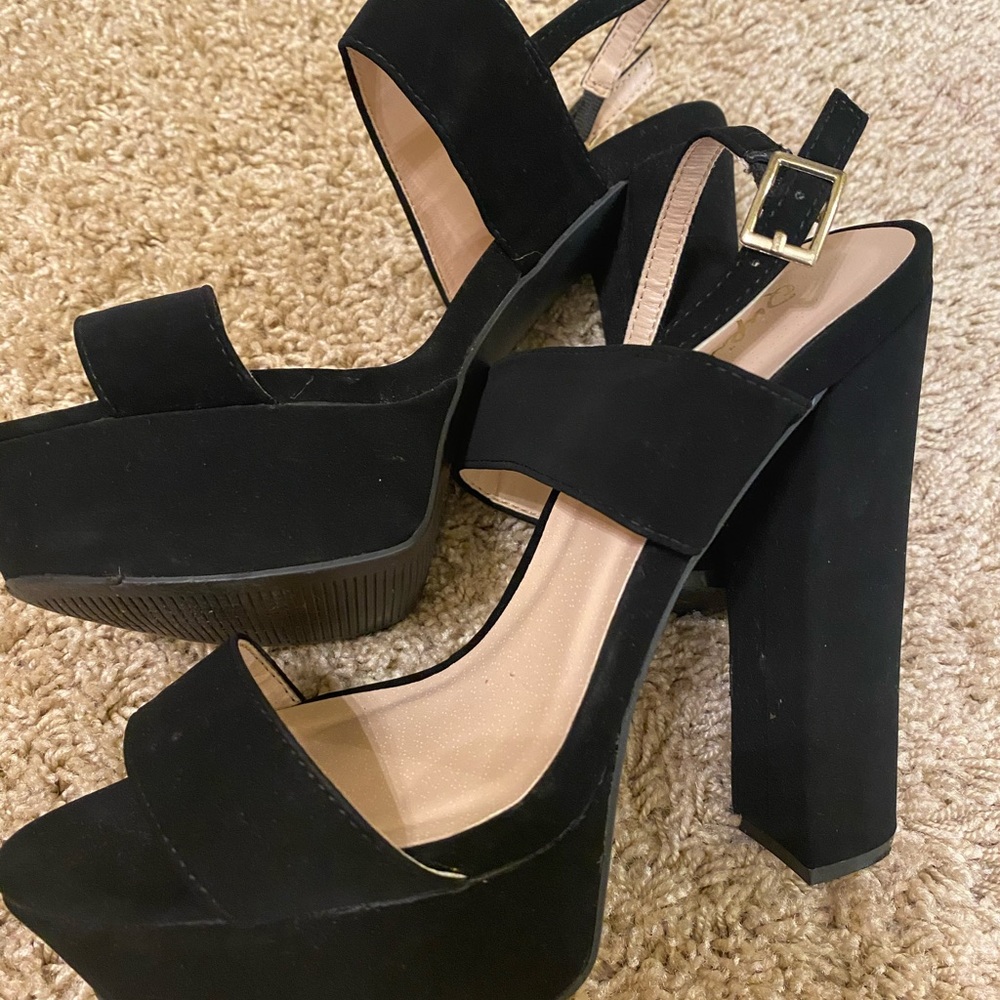 BLACK WEDGES- WORN ONCE!
